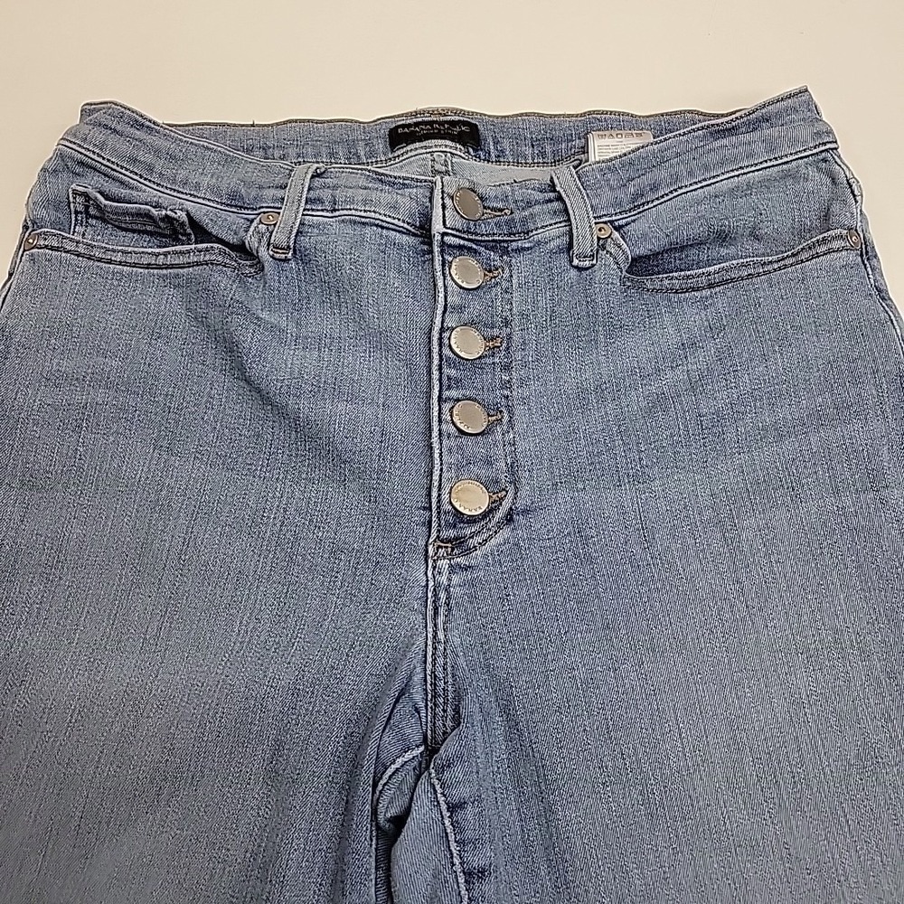 Banana Republic Premium Denim Women's Button Fly Straight Wide Leg Jeans Light W - Picture 10 of 13